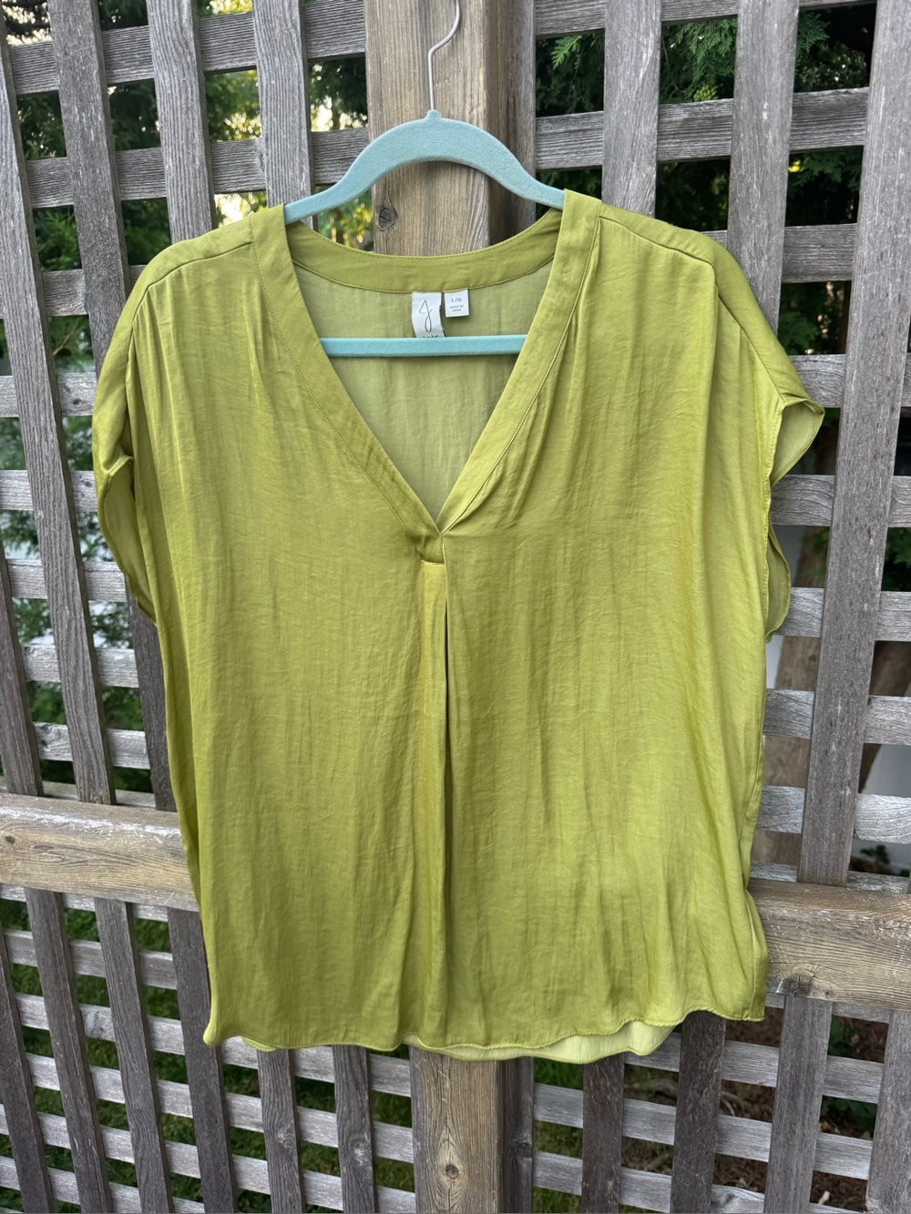 Silk-like polyester Chartreuse Women's Shell, cap sleeve, L